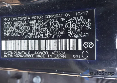 2018 Toyota Camry Se z USA, uszkodzony, nr VIN JTNB11HK3J3048119